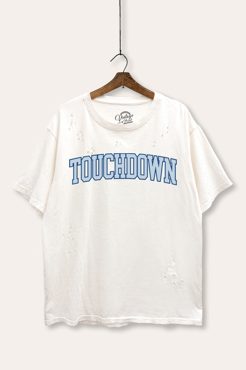 "touchdown" graphic mineral wash laser distress tee