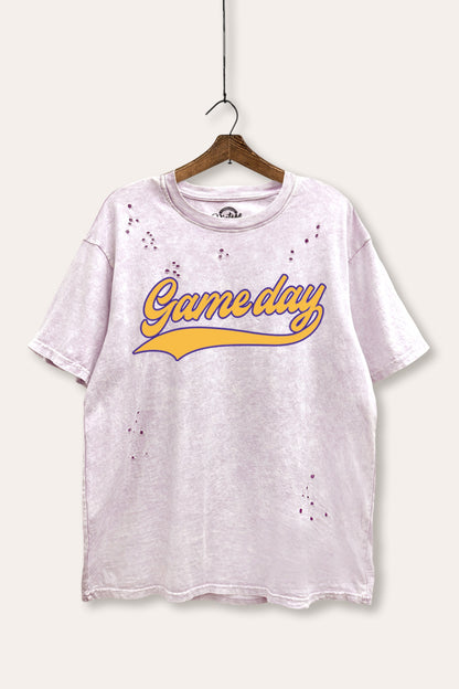 Game Day Varsity Sports Graphic Mineral Wash Distress Tee