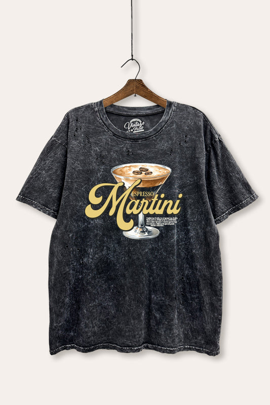 espresso martini graphic mineral wash laser distress tee