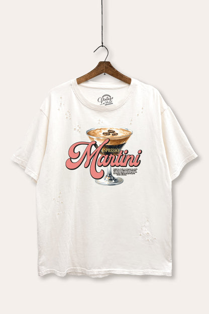 Espresso Martini Graphic Mineral Wash Distress Tee