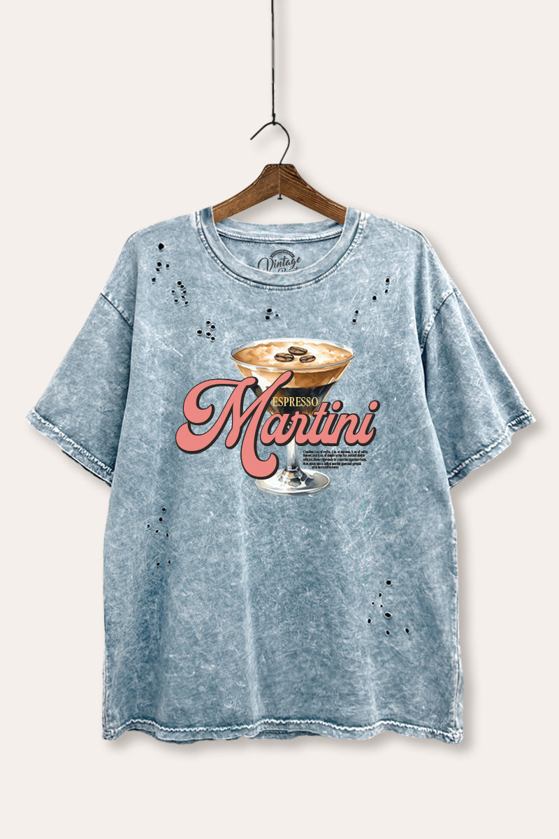 espresso martini graphic mineral wash laser distress tee