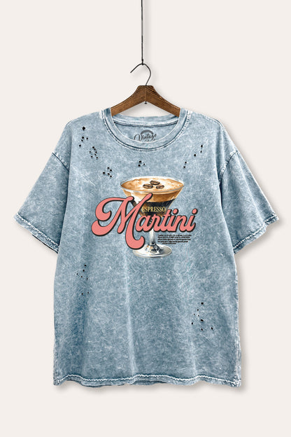 Espresso Martini Graphic Mineral Wash Distress Tee