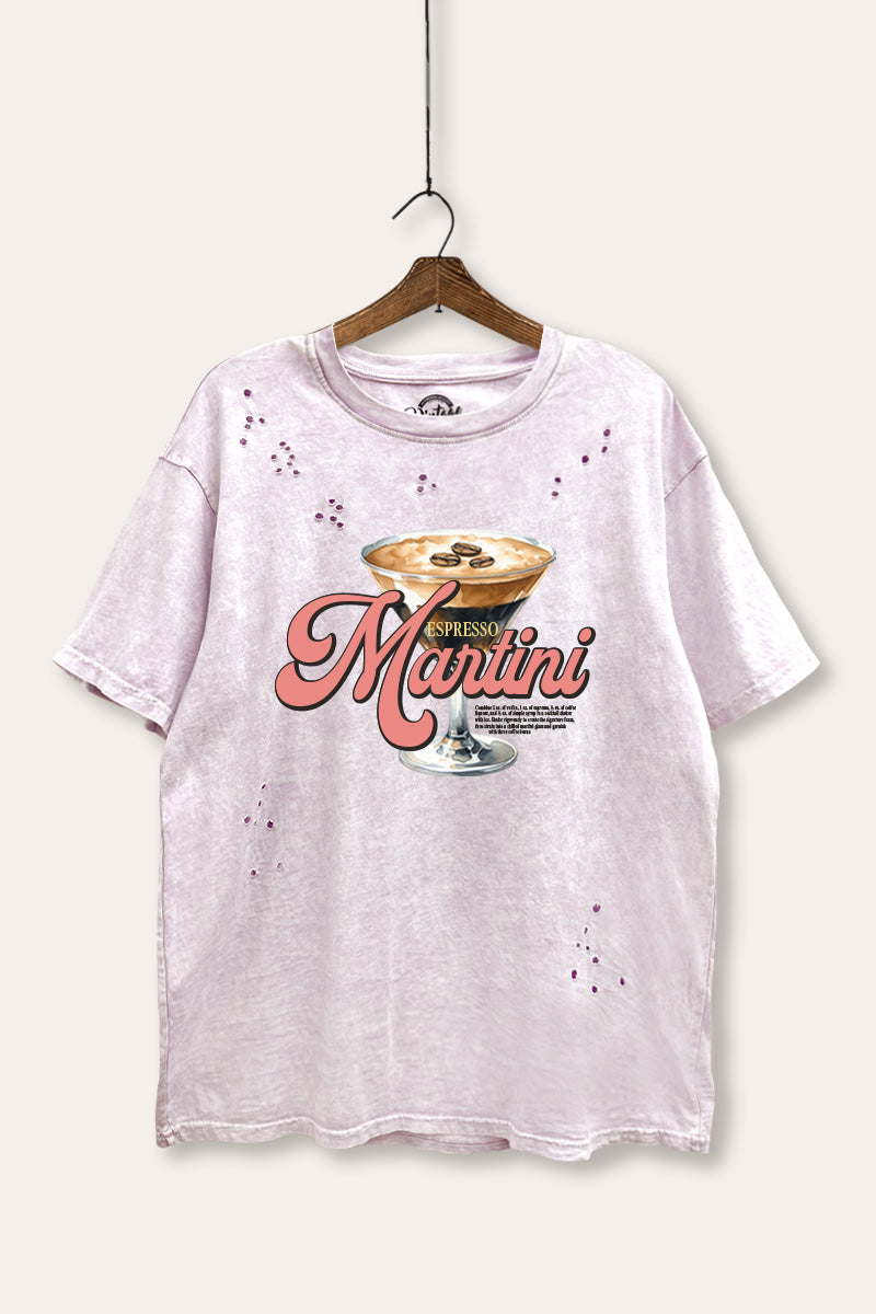 espresso martini graphic mineral wash laser distress tee