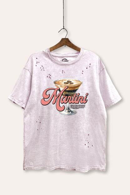 Espresso Martini Graphic Mineral Wash Distress Tee