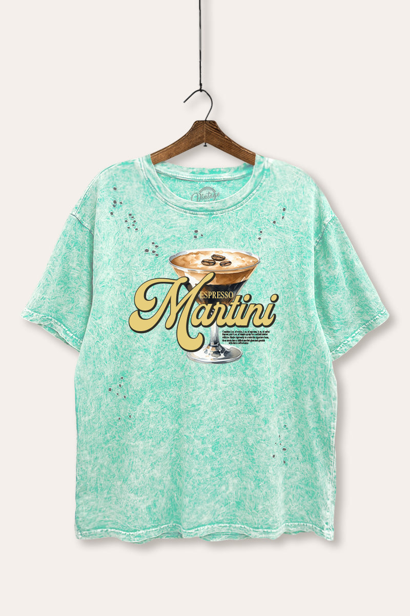 espresso martini graphic mineral wash laser distress tee