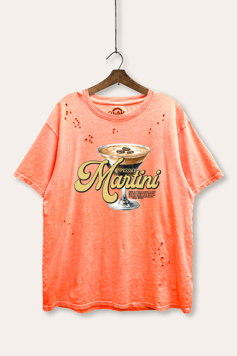 espresso martini graphic mineral wash laser distress tee
