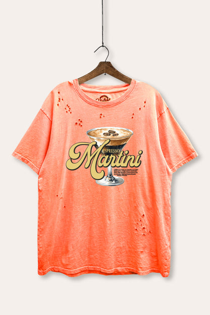 Espresso Martini Graphic Mineral Wash Distress Tee