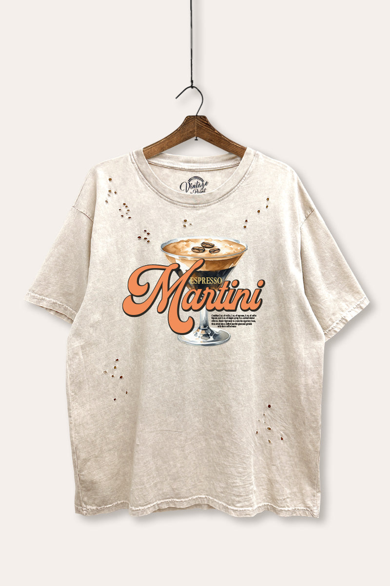 espresso martini graphic mineral wash laser distress tee