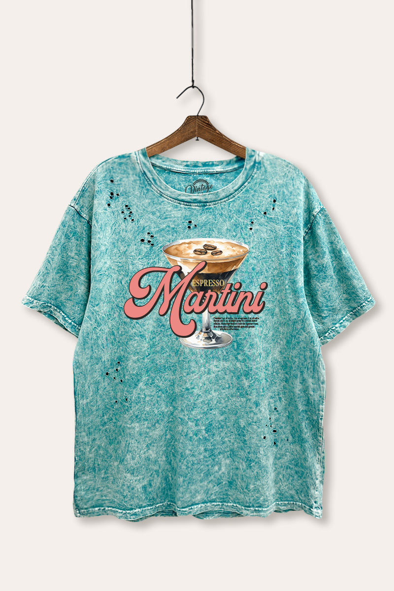 espresso martini graphic mineral wash laser distress tee