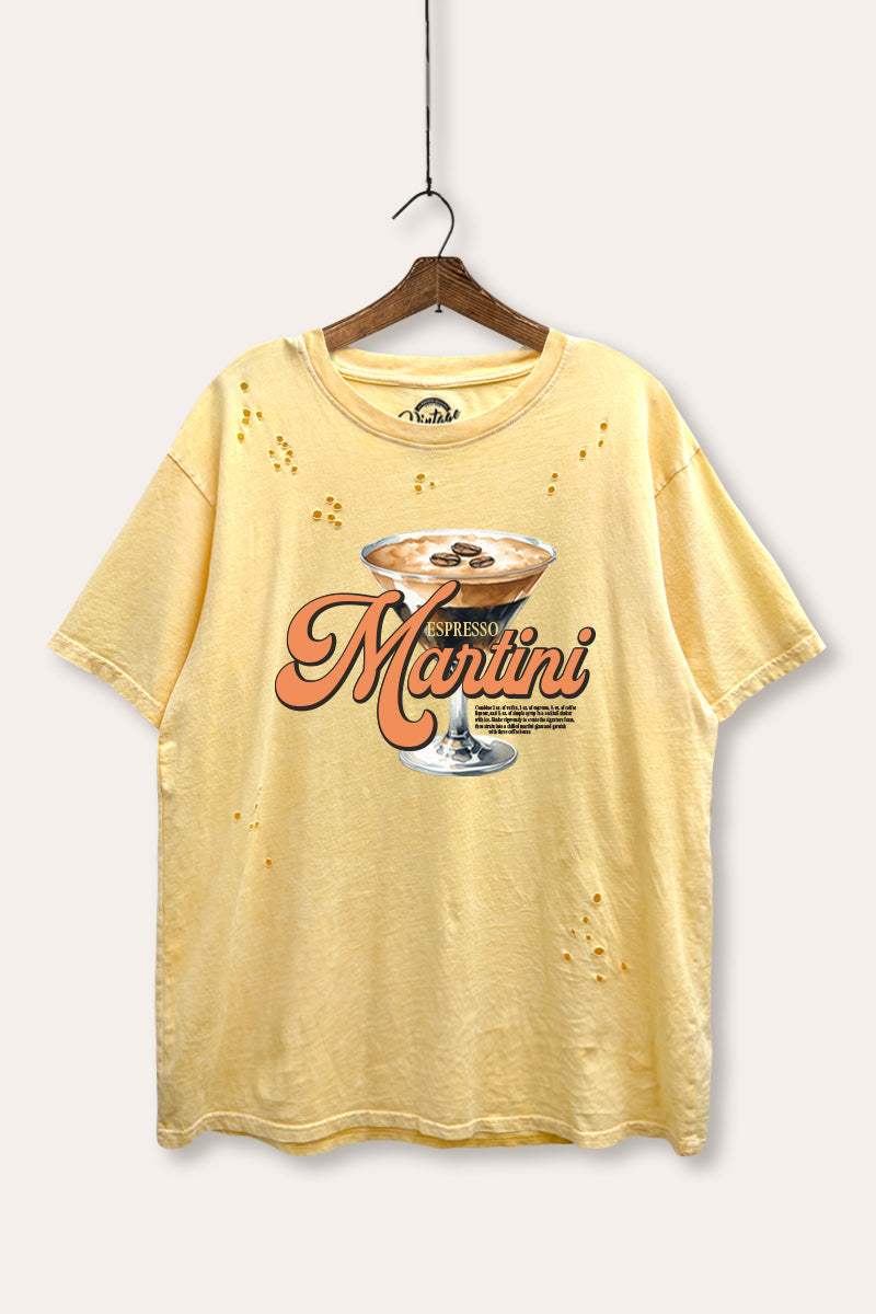 espresso martini graphic mineral wash laser distress tee