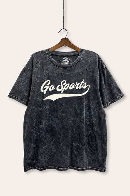 Go Sports Varsity Sports Graphic Mineral Wash Distress Tee