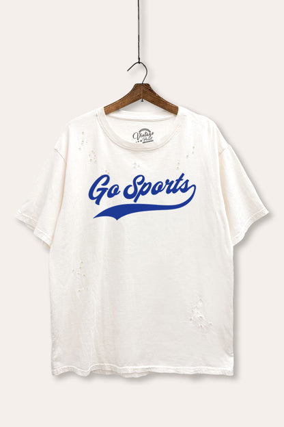 Go Sports Varsity Sports Graphic Mineral Wash Distress Tee