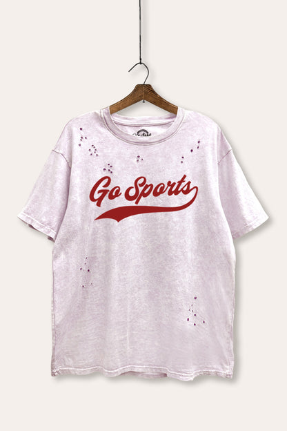 Go Sports Varsity Sports Graphic Mineral Wash Distress Tee