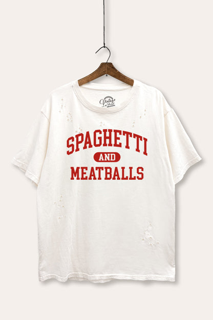 Spaghetti & Meatballs Graphic Mineral Wash Distresss Tee