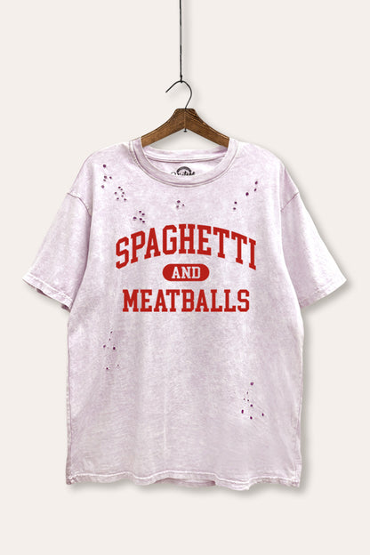Spaghetti & Meatballs Graphic Mineral Wash Distresss Tee