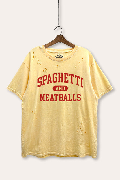 Spaghetti & Meatballs Graphic Mineral Wash Distresss Tee