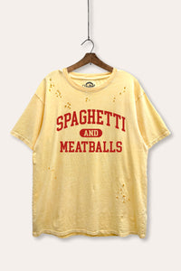 spaghetti & meatballs graphic mineral wash laser distress tee