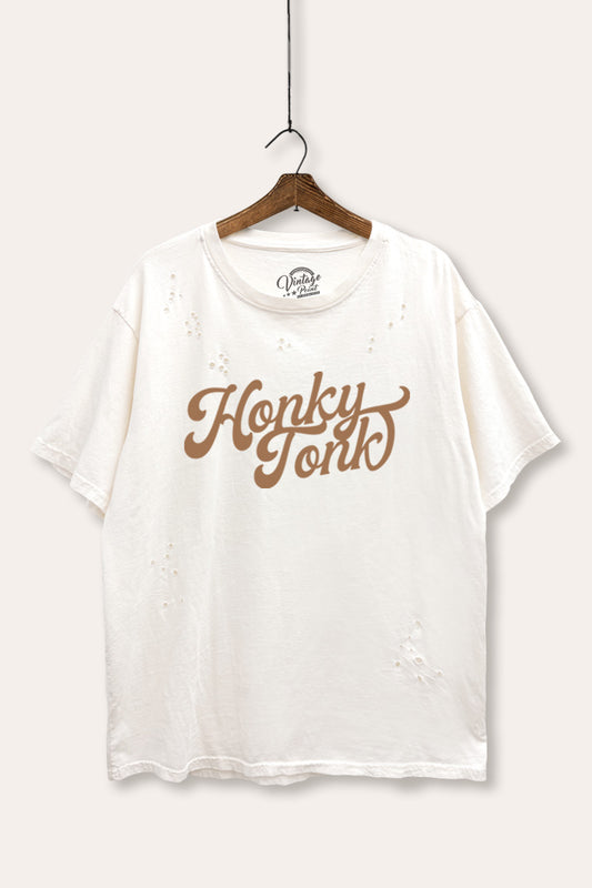 honky tonk graphic mineral wash laser distress tee
