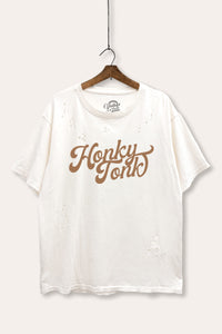 honky tonk graphic mineral wash laser distress tee
