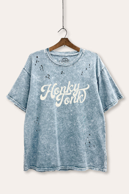 Honky Tonk Graphic Mineral Wash Distress Tee