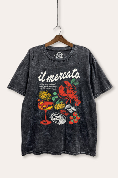 The Market Lobster Coastal Graphic Mineral Wash Distress Tee
