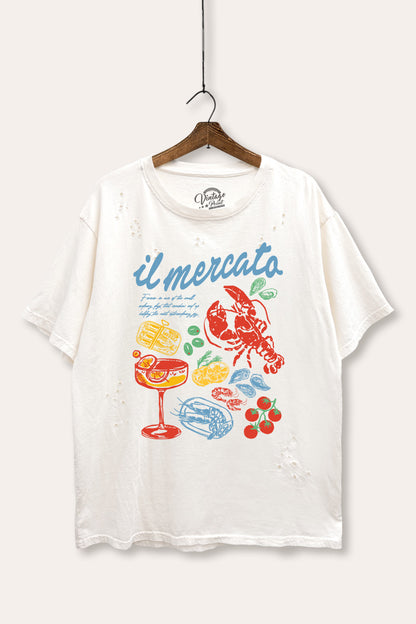 The Market Lobster Coastal Graphic Mineral Wash Distress Tee
