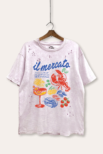 The Market Lobster Coastal Graphic Mineral Wash Distress Tee