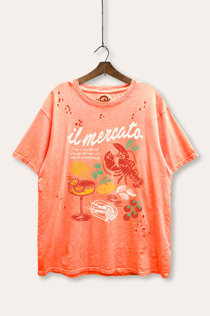 The Market Lobster Coastal Graphic Mineral Wash Distress Tee