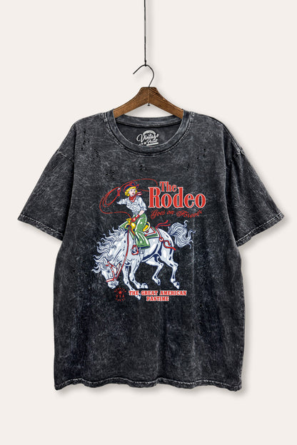 "the rodeo" graphic mineral wash laser distress tee