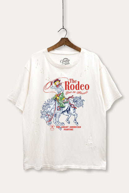 "the rodeo" graphic mineral wash laser distress tee