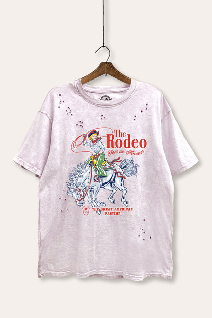"the rodeo" graphic mineral wash laser distress tee