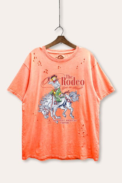 "the rodeo" graphic mineral wash laser distress tee