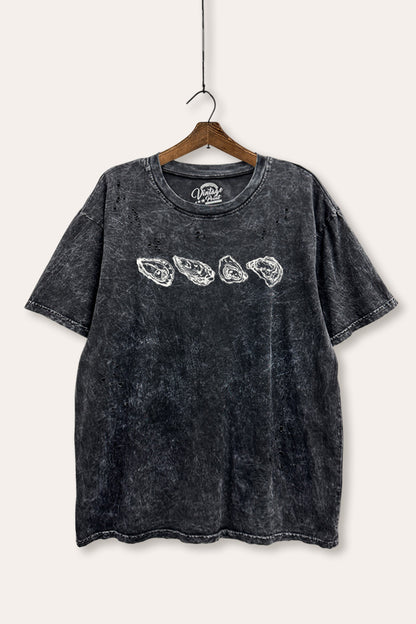 Oyster Coastal Graphic Mineral Wash Distress Tee