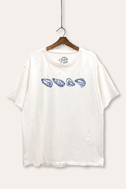 Oyster Coastal Graphic Mineral Wash Distress Tee