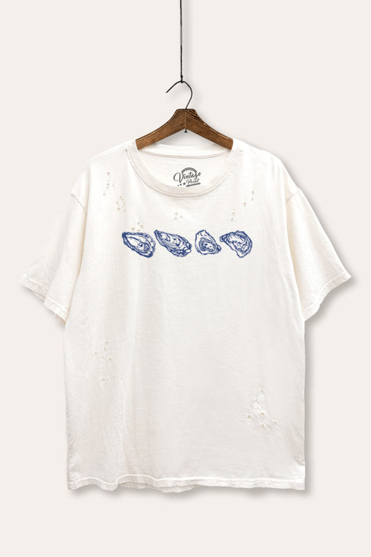 Oyster Coastal Graphic Mineral Wash Distress Tee