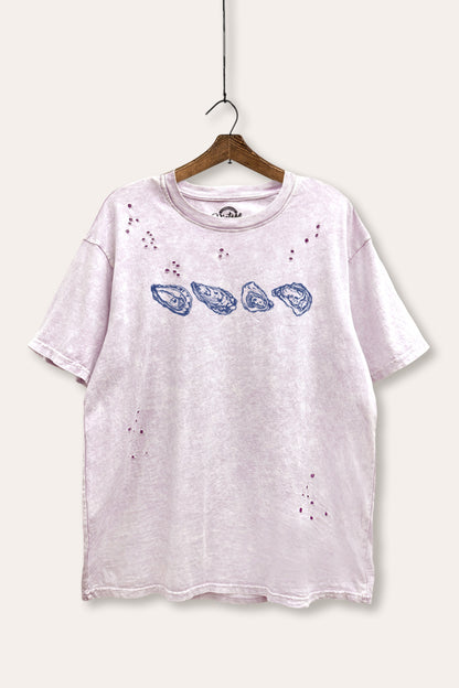 Oyster Coastal Graphic Mineral Wash Distress Tee