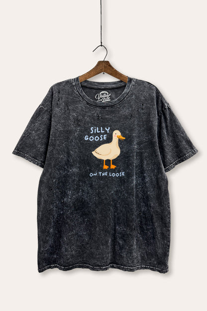 Silly Goose Pastel Graphic Mineral Wash Distress Tee