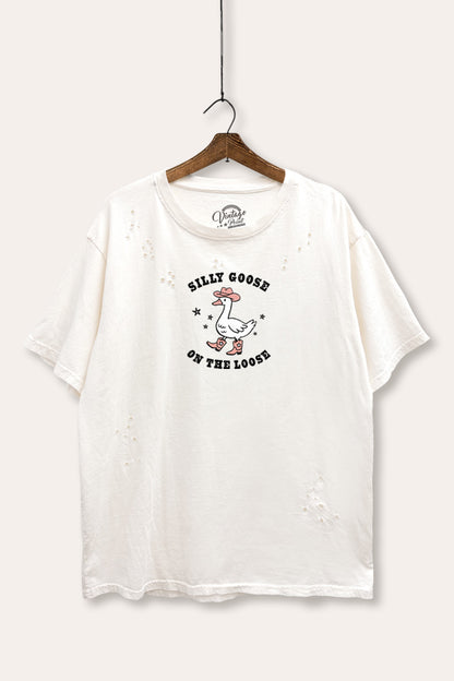 Silly Goose Western Graphic Mineral Wash Distress Tee