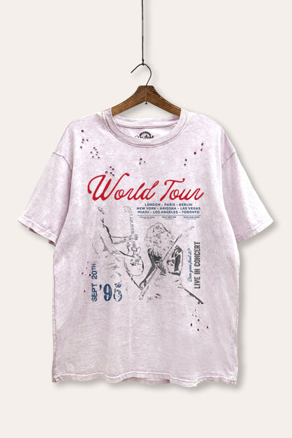 Rock World Tour Graphic Mineral Wash Laser Distress Tee