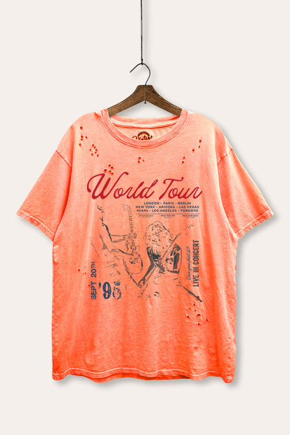 Rock World Tour Graphic Mineral Wash Laser Distress Tee