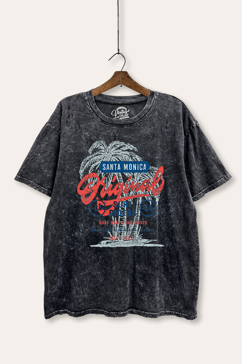 Santa Monica Surf Riders Graphic Mineral Wash Distress Tee