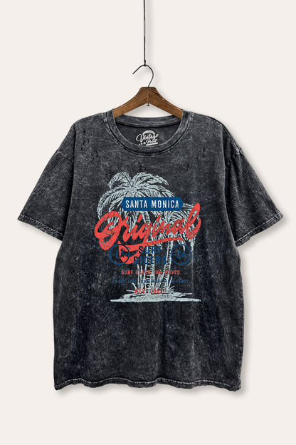 Santa Monica Surf Riders Graphic Mineral Wash Distress Tee