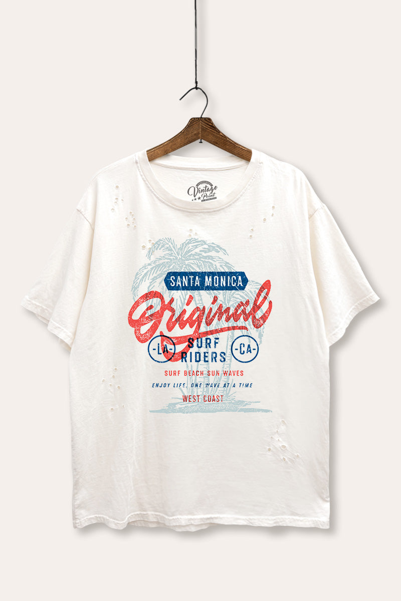 Santa Monica Surf Riders Graphic Mineral Wash Distress Tee