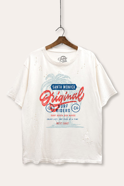 Santa Monica Surf Riders Graphic Mineral Wash Distress Tee