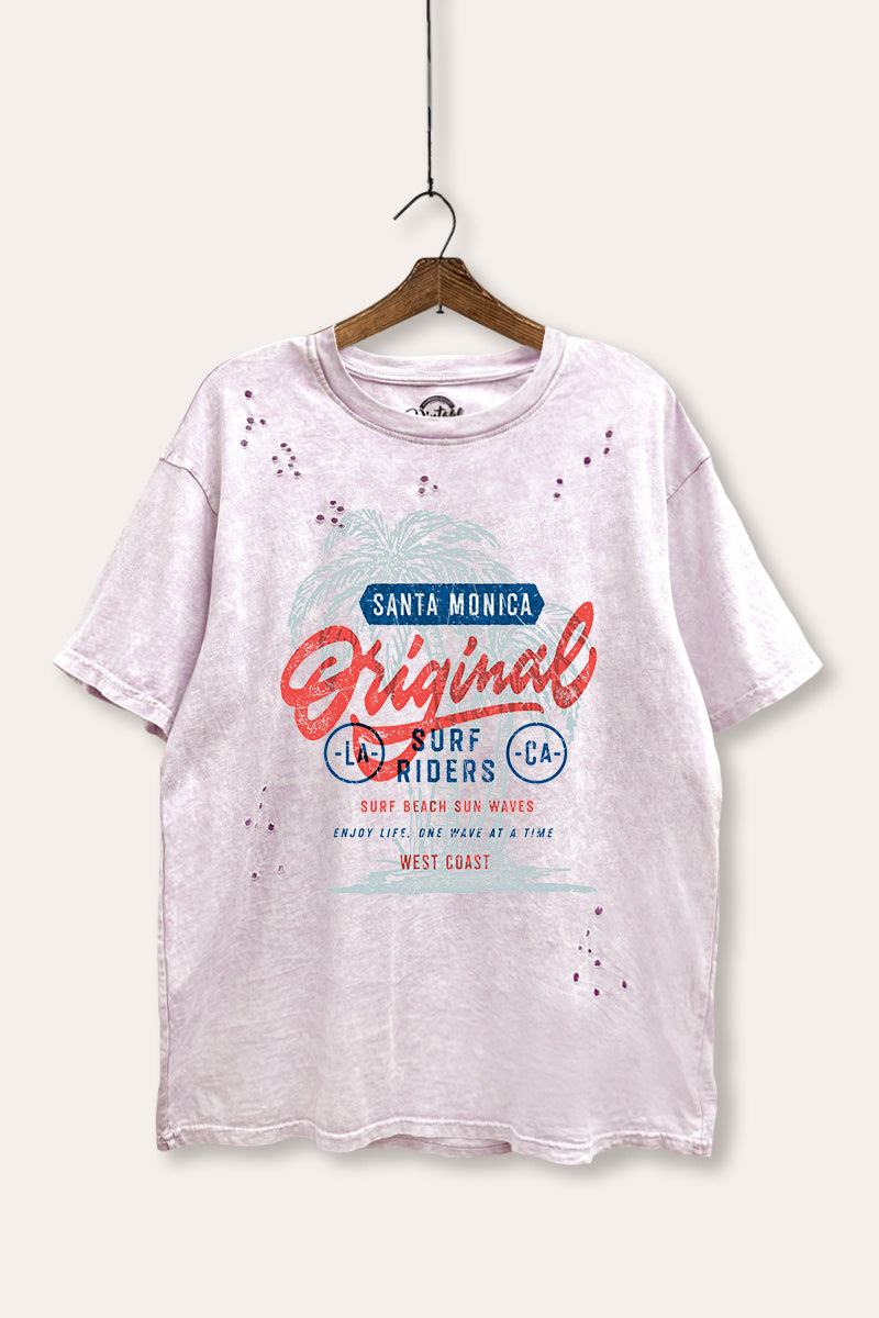 Santa Monica Surf Riders Graphic Mineral Wash Distress Tee