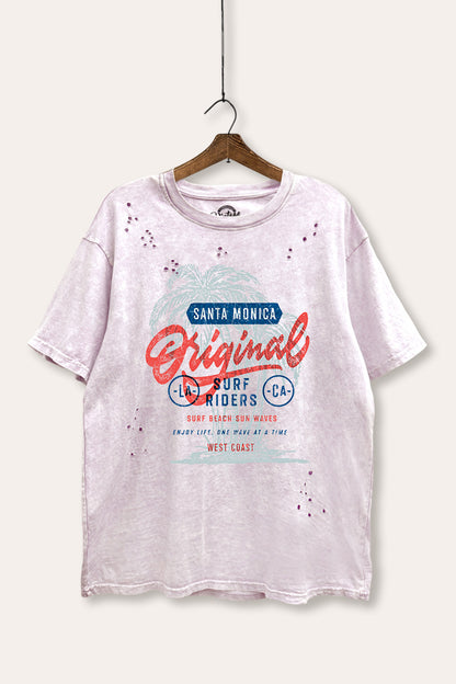 Santa Monica Surf Riders Graphic Mineral Wash Distress Tee