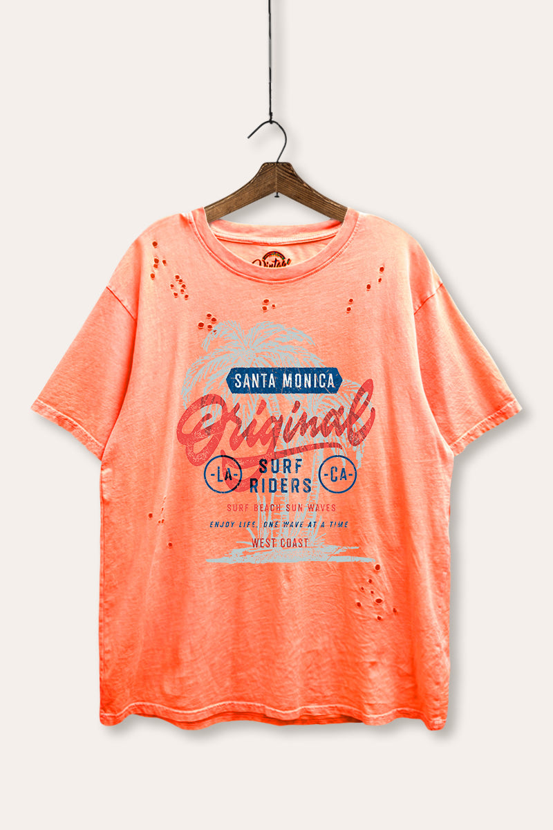Santa Monica Surf Riders Graphic Mineral Wash Distress Tee