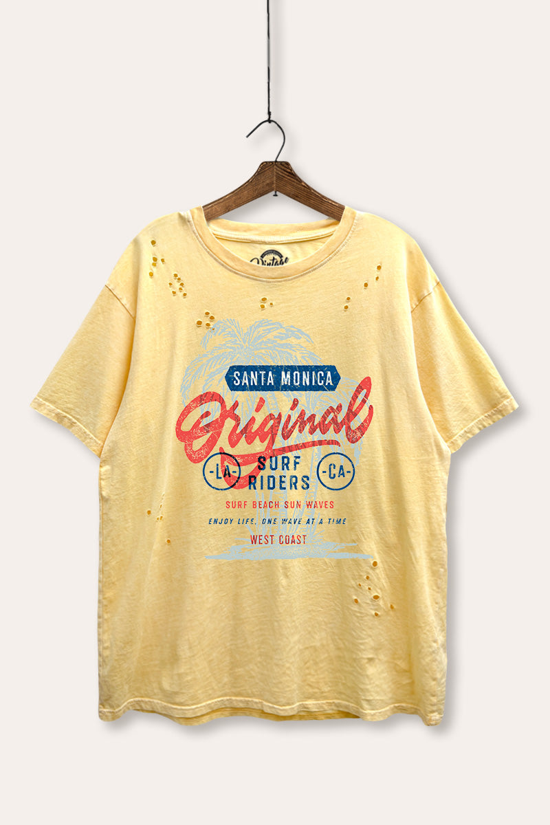 Santa Monica Surf Riders Graphic Mineral Wash Distress Tee