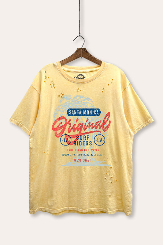 Santa Monica Surf Riders Graphic Mineral Wash Distress Tee
