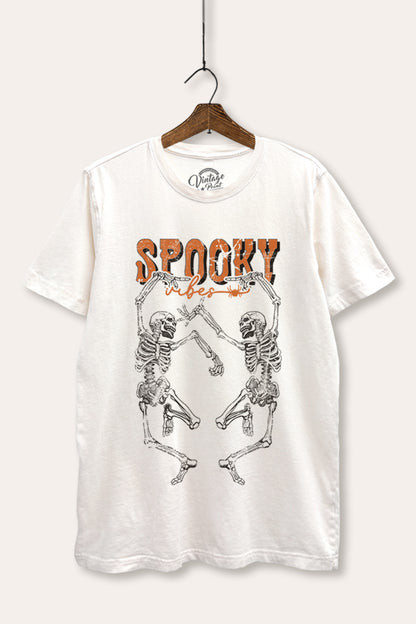Halloween Dancing Skeletons Graphic Mineral Wash Relaxed Tee
